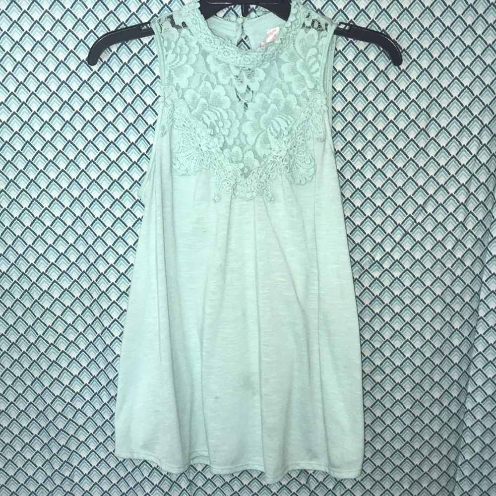 Juniors lace front tank top